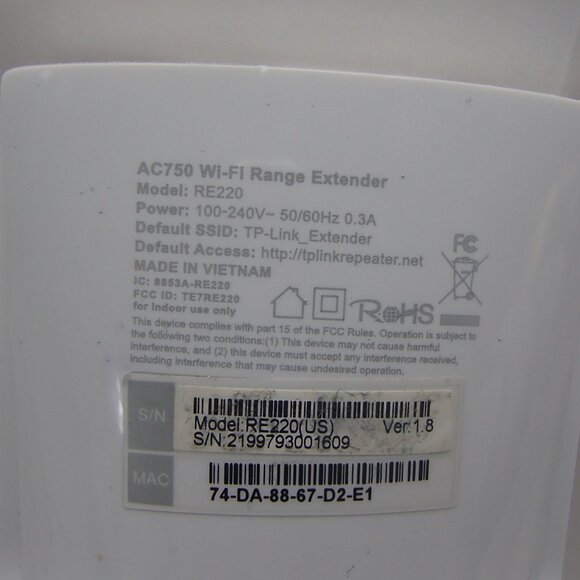 TP-Link WiFi Extender with Ethernet Port AC750 WiFi Range Extender(RE220) - Picture 4 of 5
